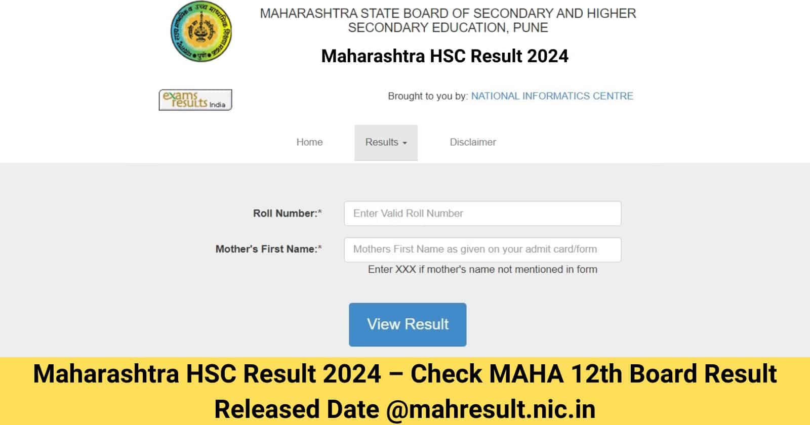 Maharashtra HSC Result 2024 OUTCheck MAHA 12th Board Result Released mahresult.nic.in